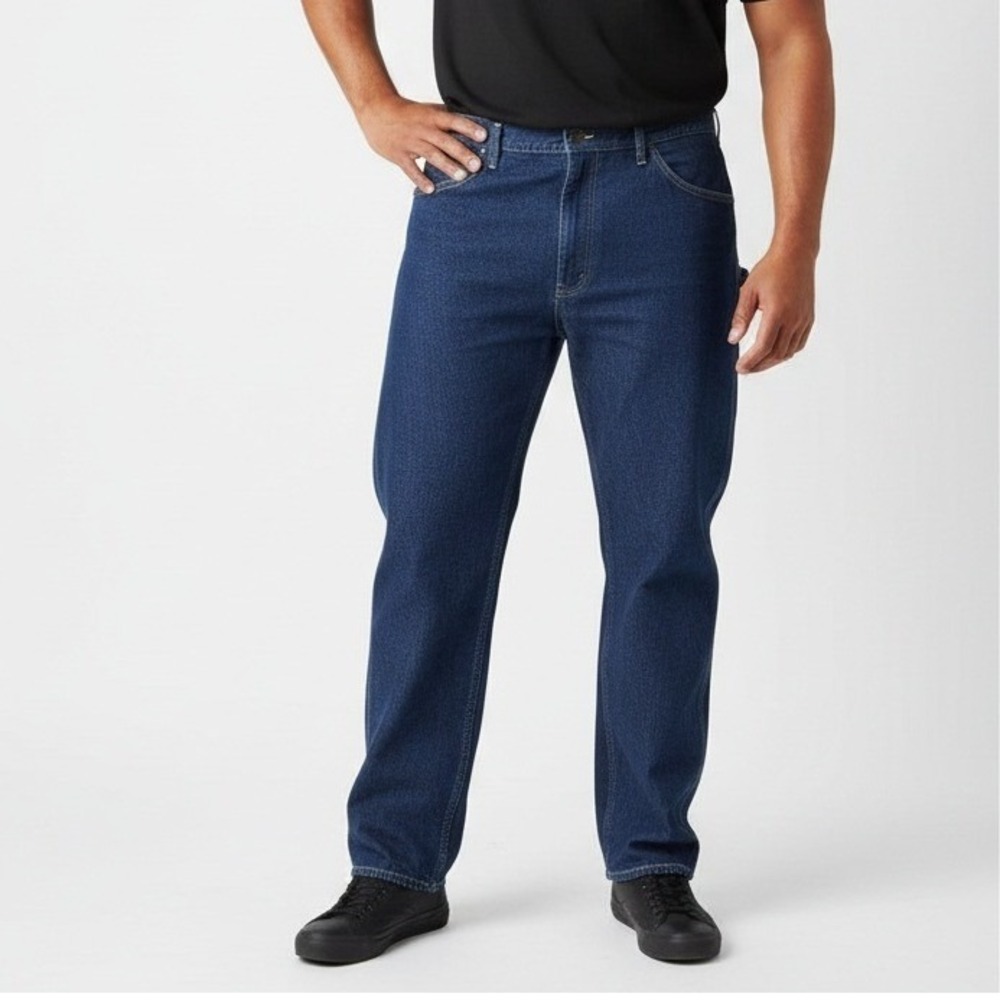 Dickies Mens Carpenter Jeans Denim Workwear Blue 46x31 Cut Hem‎